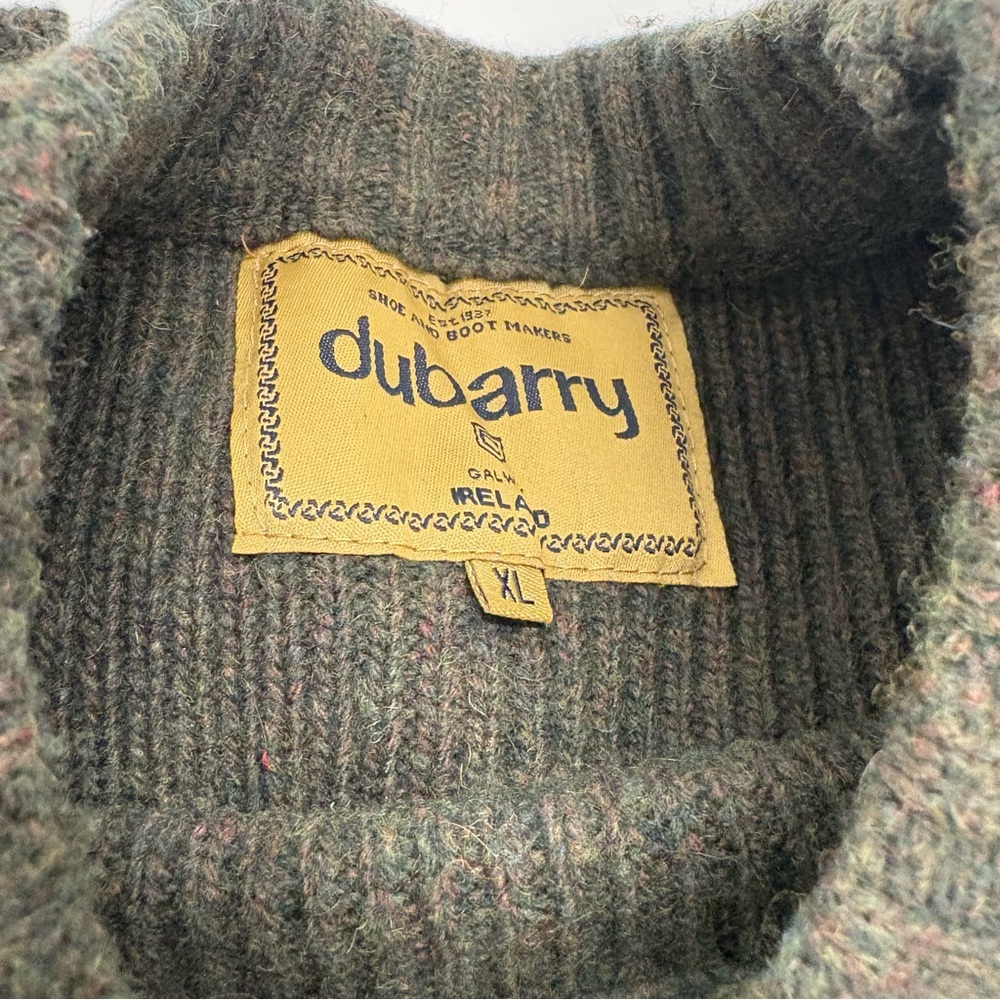 Dubarry of Ireland Made in Ireland Olive Green Wool Blend Crewneck Sweater - Picture 3 of 9